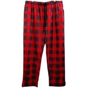 Nautica Sleepwear Men's XL Fleece PJ Pajama Lounging Pants Red Black Plaid